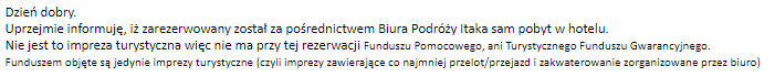 fragment korespondencji z biurem podrózy itaka