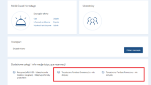zrzut ekranu biura podrózy itaka pokazujący brak opłat na turystyczny fundusz gwarancyjny