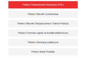 zrzut ekranu pokazujący treść korespondencji jaką otrzymuja klienci biura podróży itaka rezerwujący wycieczkę z dojazdem własnym