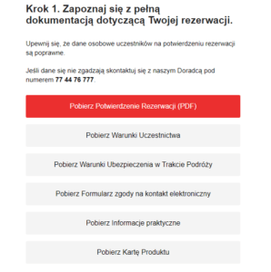 zrzut ekranu pokazujący treść korespondencji jaką otrzymuja klienci biura podróży itaka rezerwujący wycieczkę z dojazdem własnym