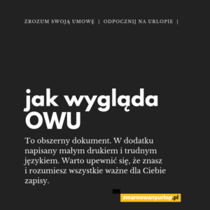 plansza informujaca klientów jak wygląda owu czyli ogólne warunki uczestnictwa biur podróży