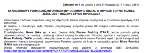 zrzut ekranu pokazujacy standardowy formularz informacyjny nr 1 biura podróży itaka